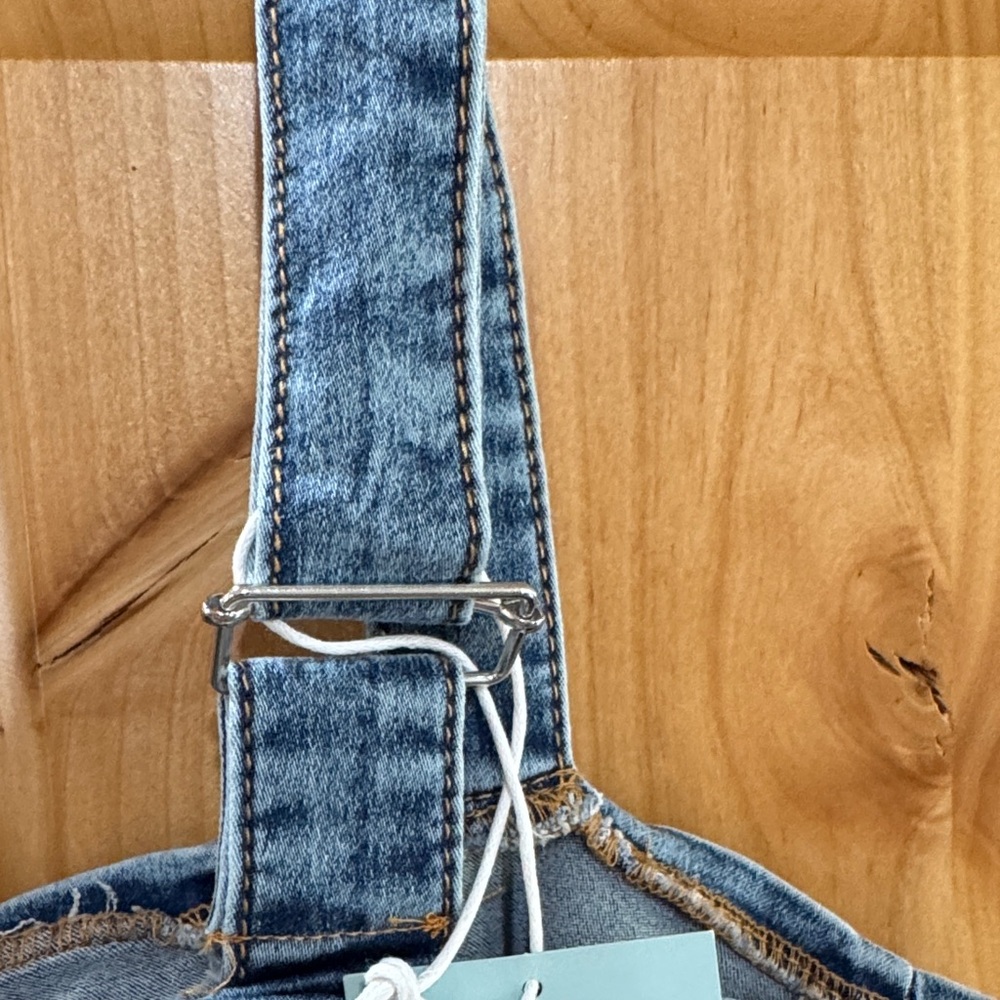 Denim Corset Top Cargo Pocket Zip Front Y2K Festival Crop XL 40” Bust - Picture 5 of 10